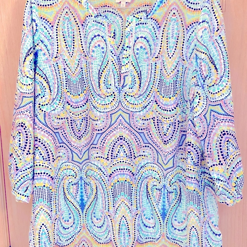 Talbots Womens Multi Color 100% Cotton Top Size 2X Pristine Condition